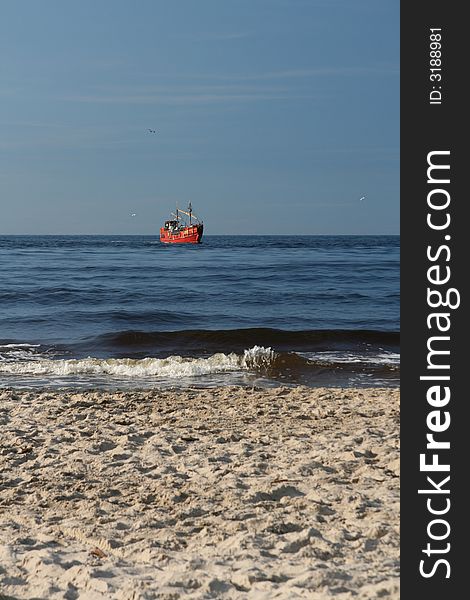 Old fishing boat on the Baltic Sea