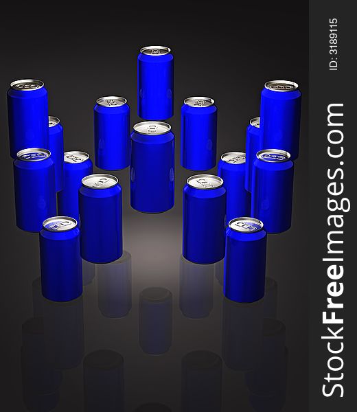 3d concep illustration of a soda cans