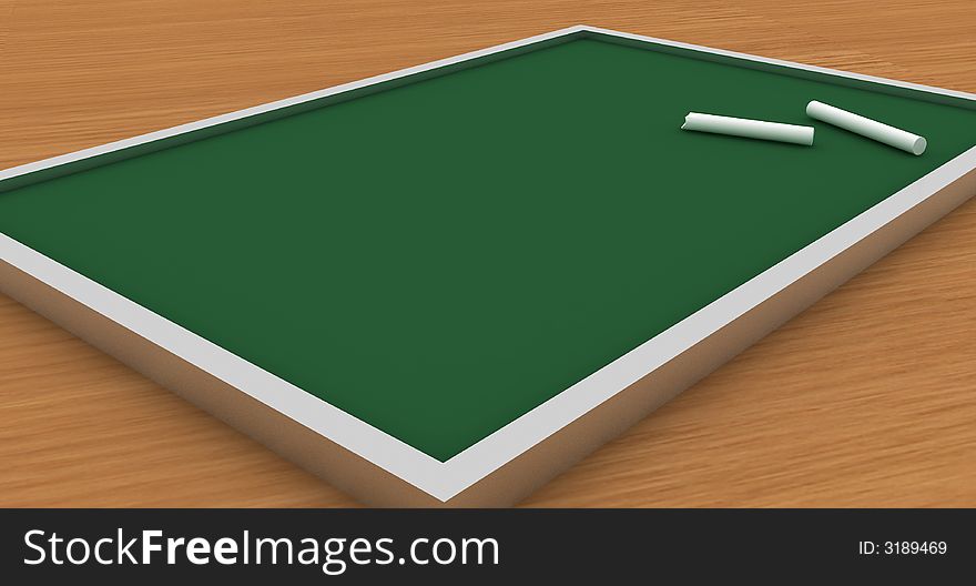 Green Chalkboard On A Wooden Table