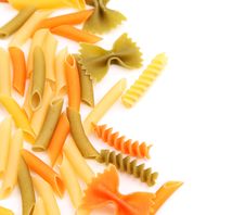 Different Pasta In Three Colors Close-up Stock Photos Different Pasta In Three Colors Close-up Stock Photos