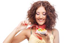 Lovely Woman With A Jelly Cake Royalty Free Stock Image Lovely Woman With A Jelly Cake Royalty Free Stock Image