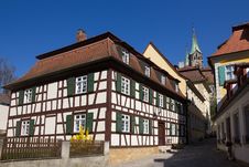 A Half-timbered House In Bamberg, Germany. Stock Photo