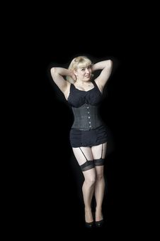 Beautiful Young Woman With Blond Hairin Black Corset Stock Photos Beautiful Young Woman With Blond Hairin Black Corset Stock Photos