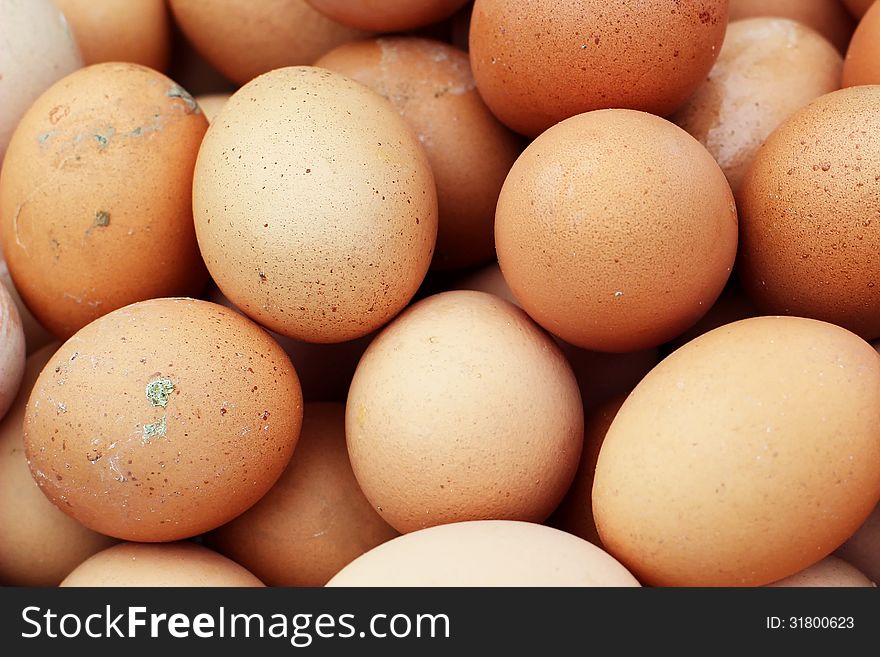 Pile of egg on market tray