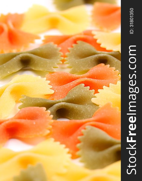 A background of the farfalle pasta