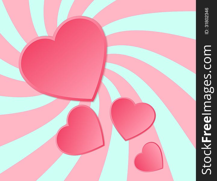 Pink paper hearts background.