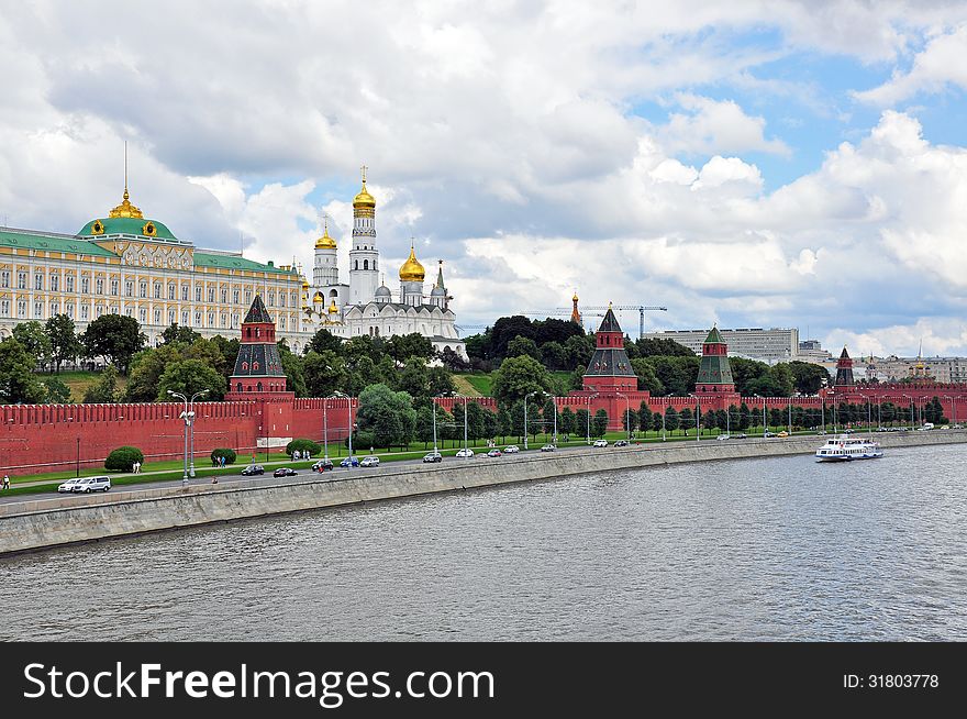 Panoramic view on Moscow Kremlin and the river. Panoramic view on Moscow Kremlin and the river