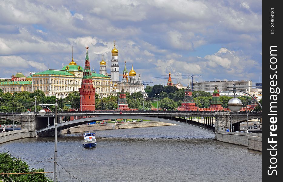 Moscow cityscape with Kremlin towers and churchs