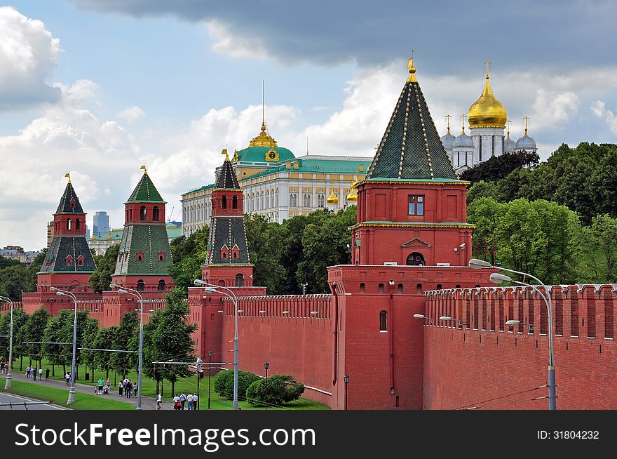 Moscow Kremlin's towers and church