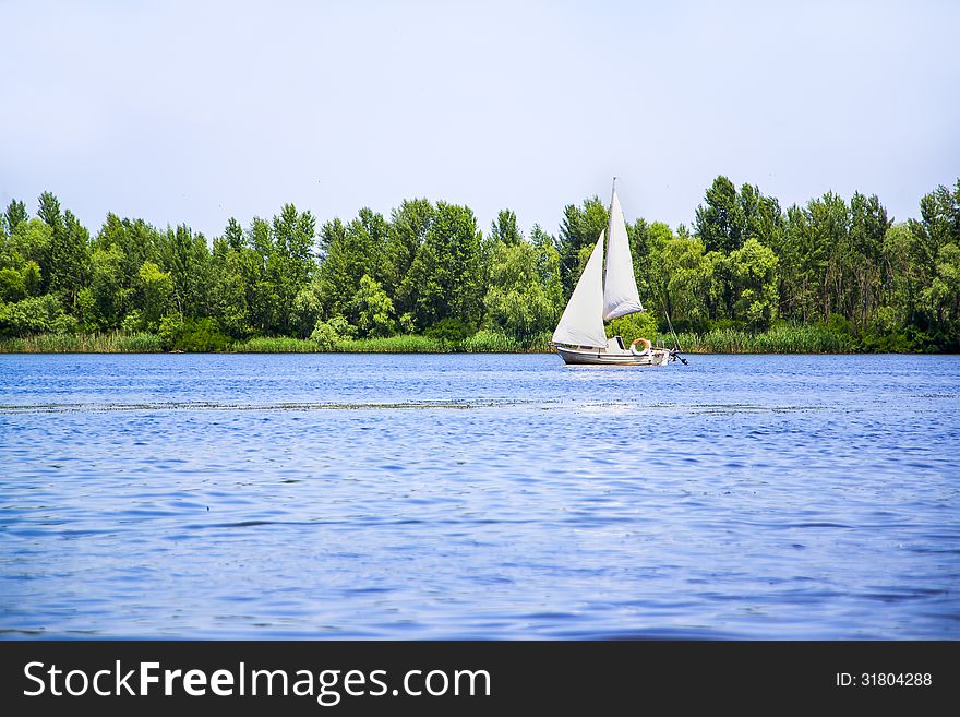 Sail boat on Dniper river. See my other works in portfolio.