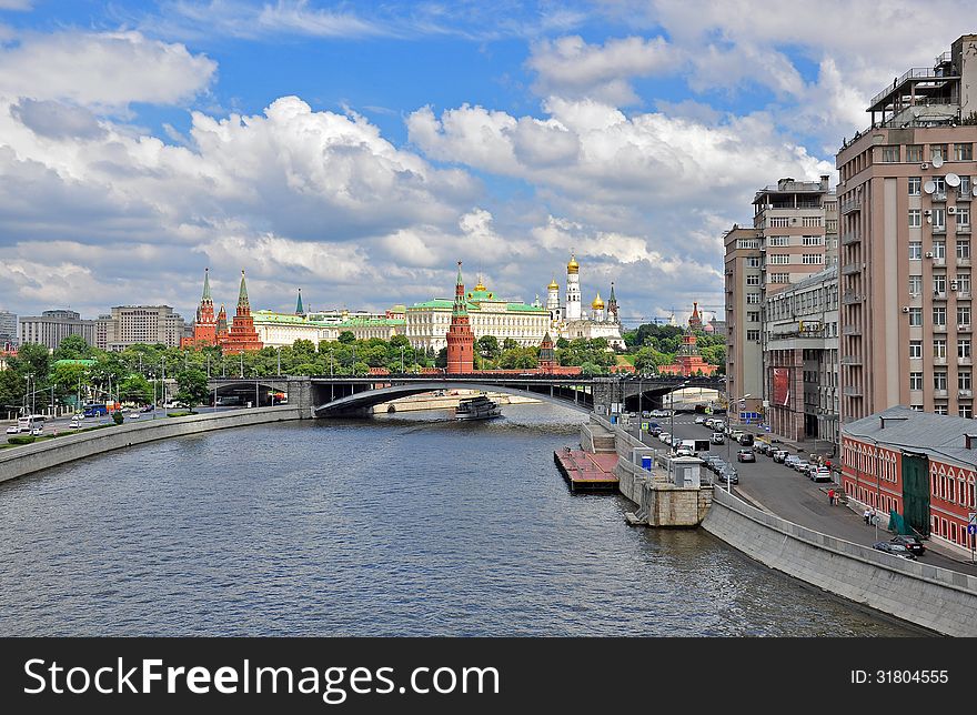 Panorama of Moscow centre: Kremlin, towers and cathedral