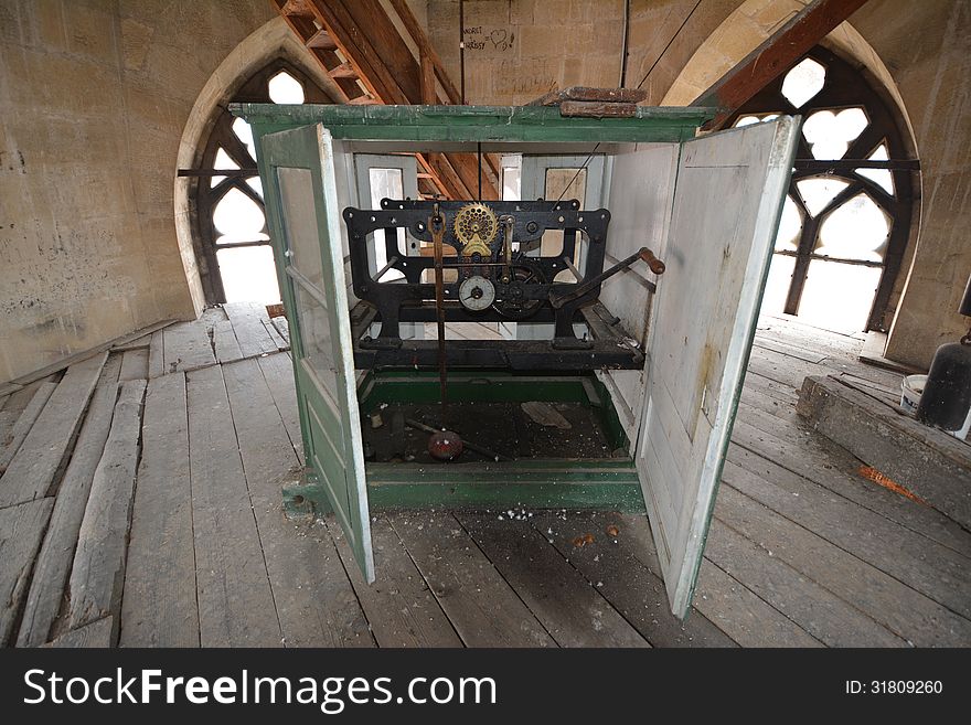 Clock Mechanism In The Gothic-style Roman Catholic Church Of Saint Michael In Cluj-Napoca.