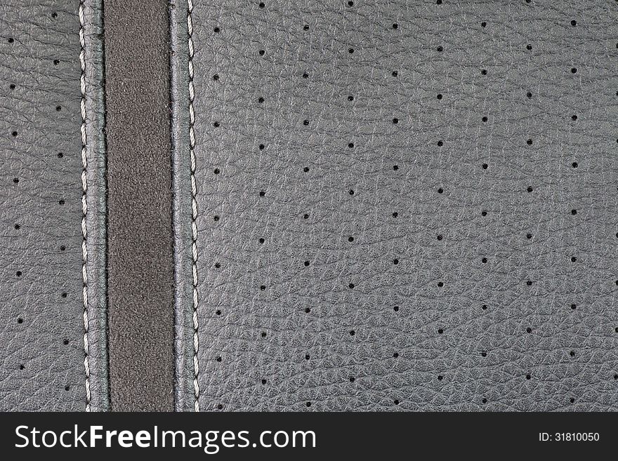 Gray leather texture with seam. Gray leather texture with seam