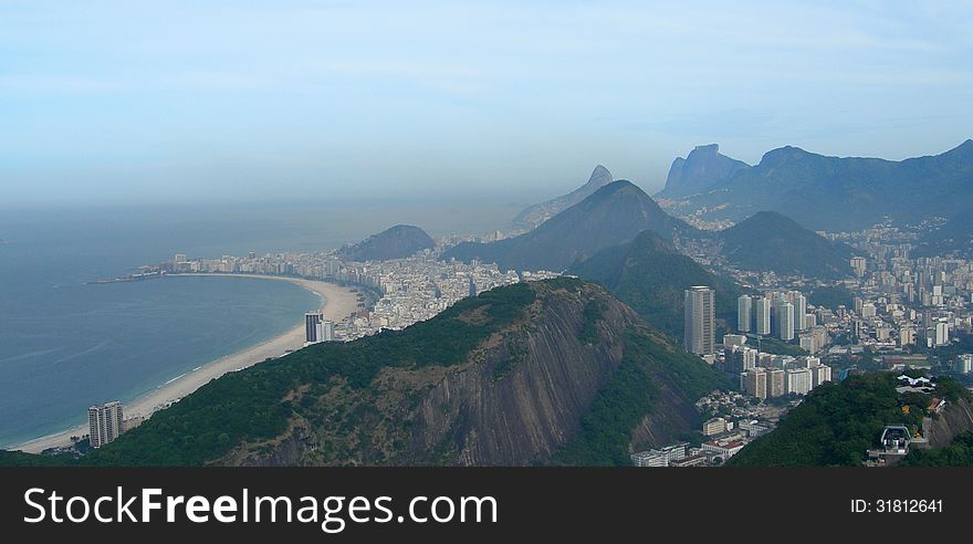 Rio de Janeiro panorama photographed from the Sugar Loaf, Brazil, South America. Rio de Janeiro panorama photographed from the Sugar Loaf, Brazil, South America