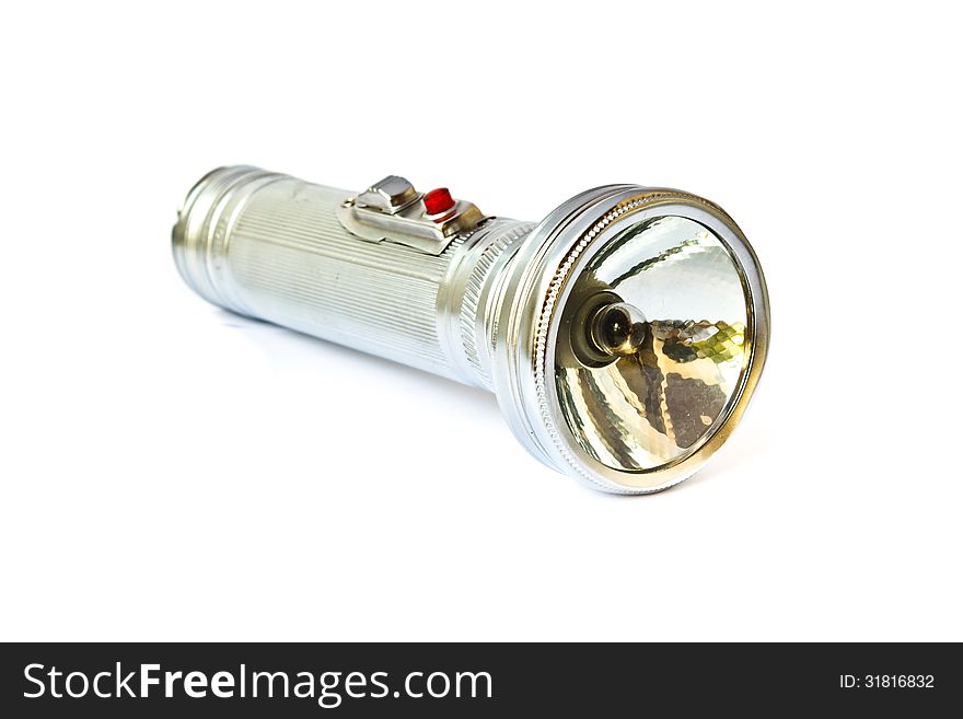 A silver flashlight