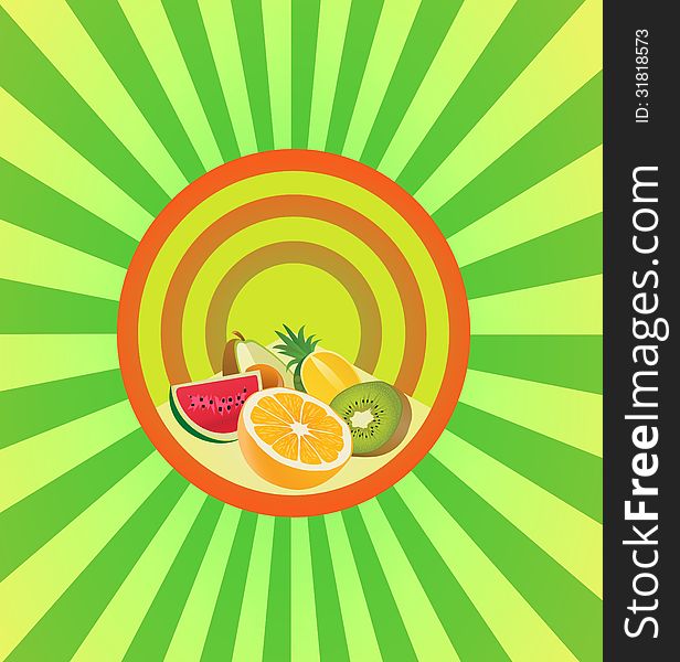 Set the cut fruit in a round frame for your ideas. EPS 10. Set the cut fruit in a round frame for your ideas. EPS 10