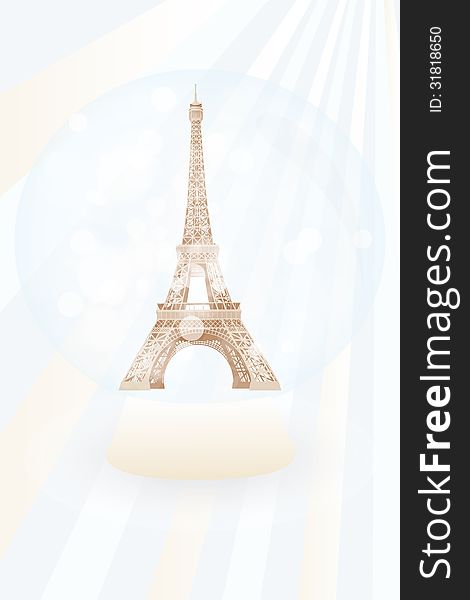Art poster of retro snow globe with Eiffel tower - eps10 vector illustration