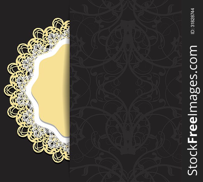 Abstraction dark background with openwork lace element and a place for text. Vector illustration. Abstraction dark background with openwork lace element and a place for text. Vector illustration