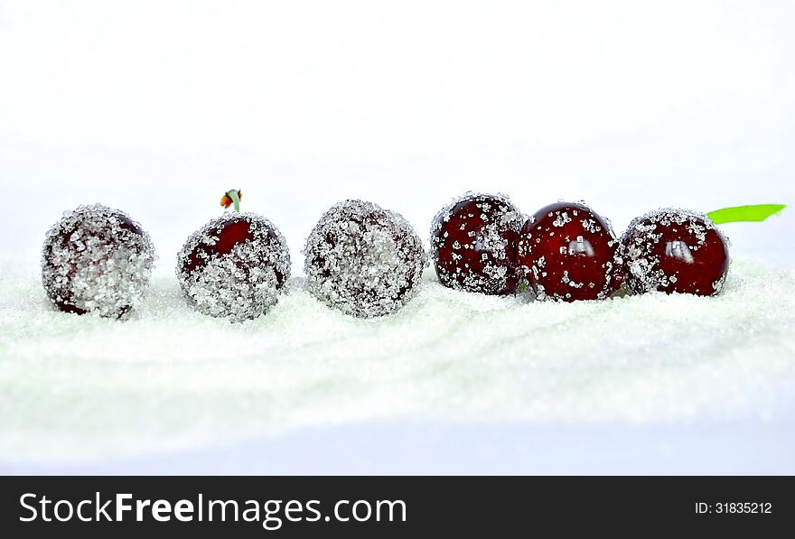 Sweet-and-sour cherries in sugar. Sweet-and-sour cherries in sugar