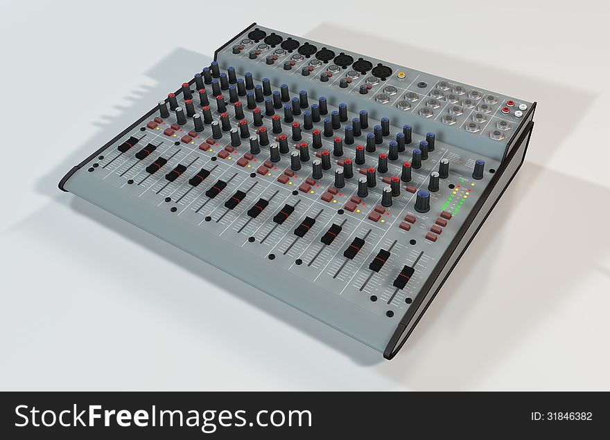 Illustration of the 3D rendered Audio Mixer
