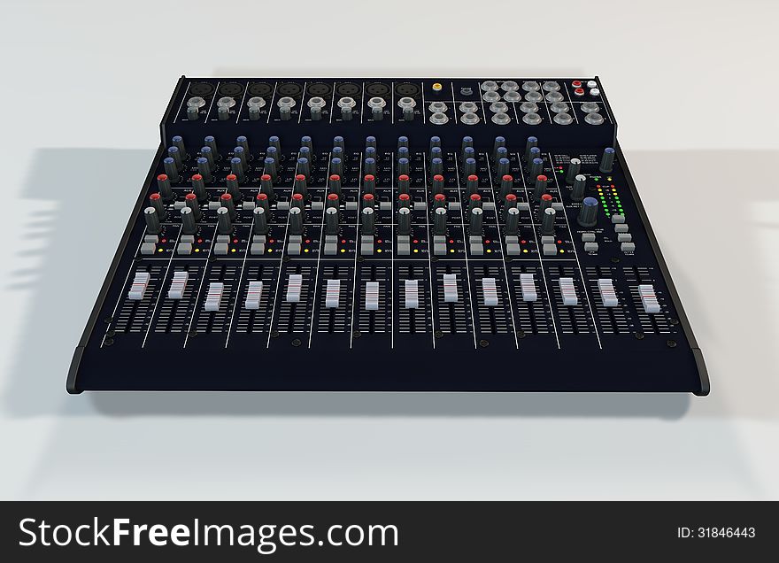 Illustration of the 3D rendered Audio Mixer