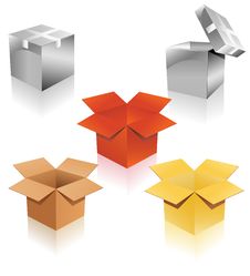 Set Of Cardboard Boxes Of Different Colors Royalty Free Stock Photos Set Of Cardboard Boxes Of Different Colors Royalty Free Stock Photos