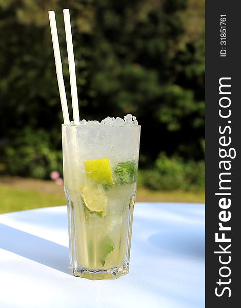 Cocktail Mojito with lime and mint