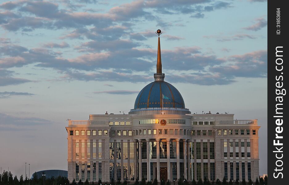 Impressive building of presidential palace in Astana Kazakhstan at dusk. Impressive building of presidential palace in Astana Kazakhstan at dusk
