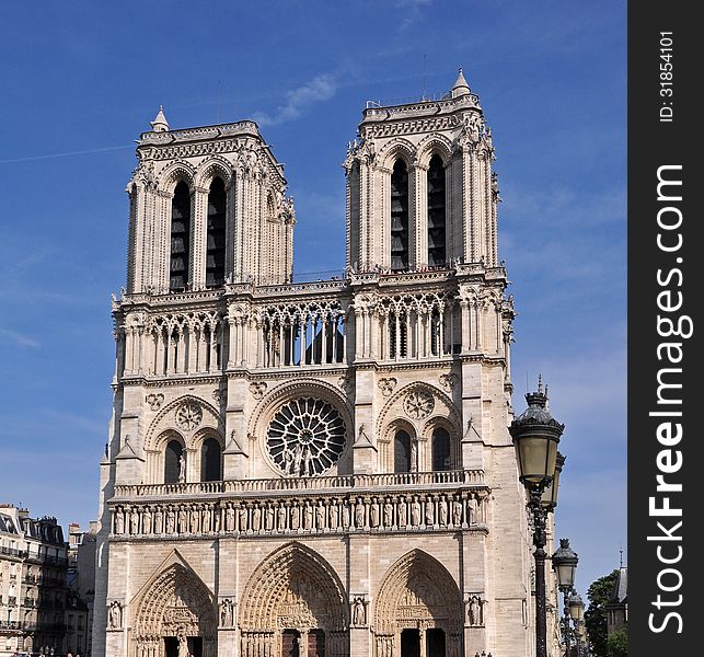 Cathedral Notre-Dame de Paris, close-up view