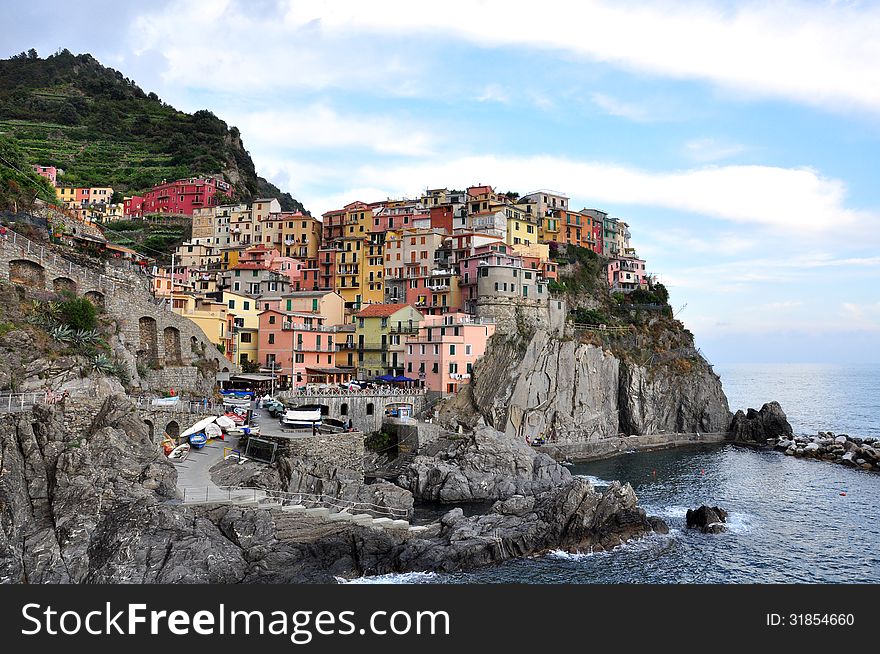 Italian village landscape, Cinque Terre, Lugirua