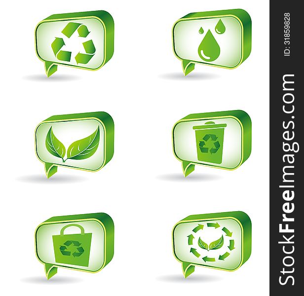 Set of green ecology icons