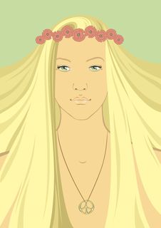 Hippy Girl With A Wreath Of Flowers Stock Photo Hippy Girl With A Wreath Of Flowers Stock Photo