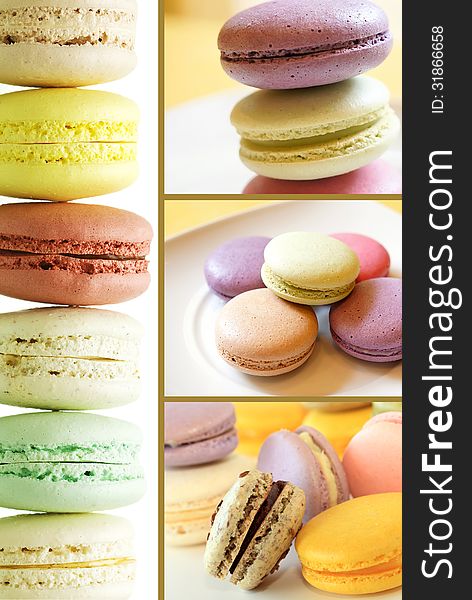 Fresh baked macaroons ready to serve, city lifestyle concept. Fresh baked macaroons ready to serve, city lifestyle concept