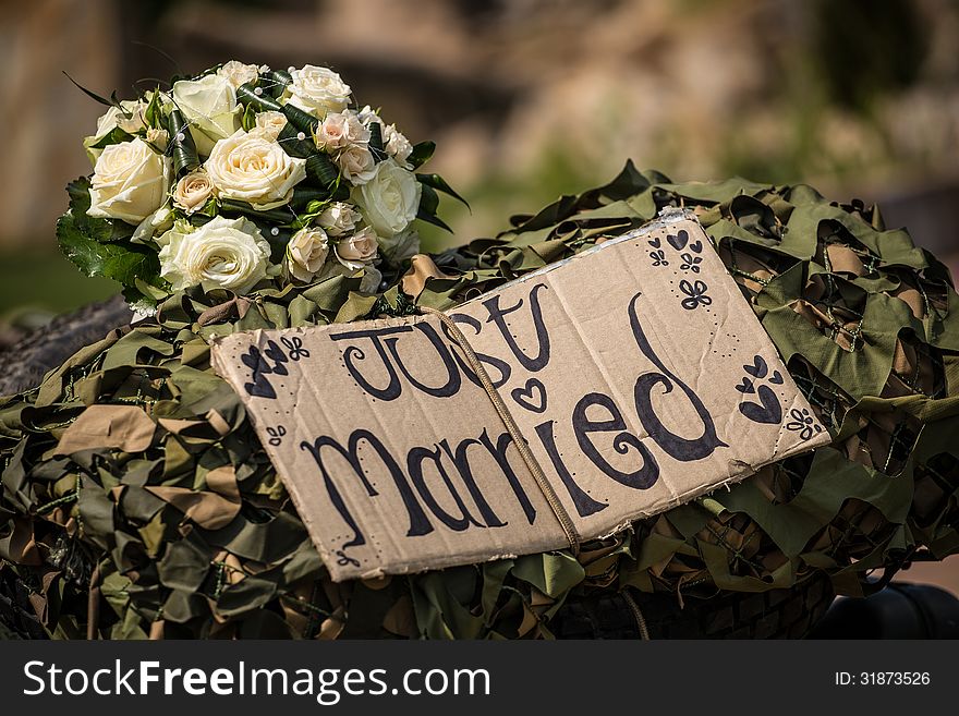 Flower with the inscription married. Flower with the inscription married