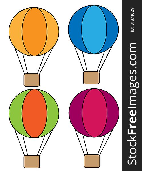 Balloon Colorful 4 style with white isolated background