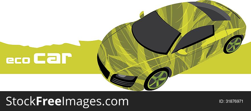 Eco car. Icon for design. Illustration