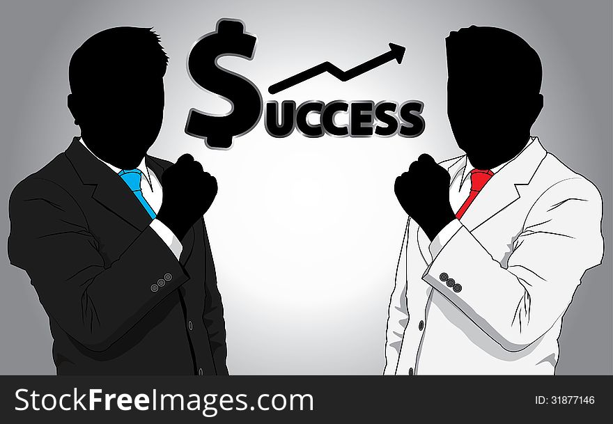 Two business man success vector