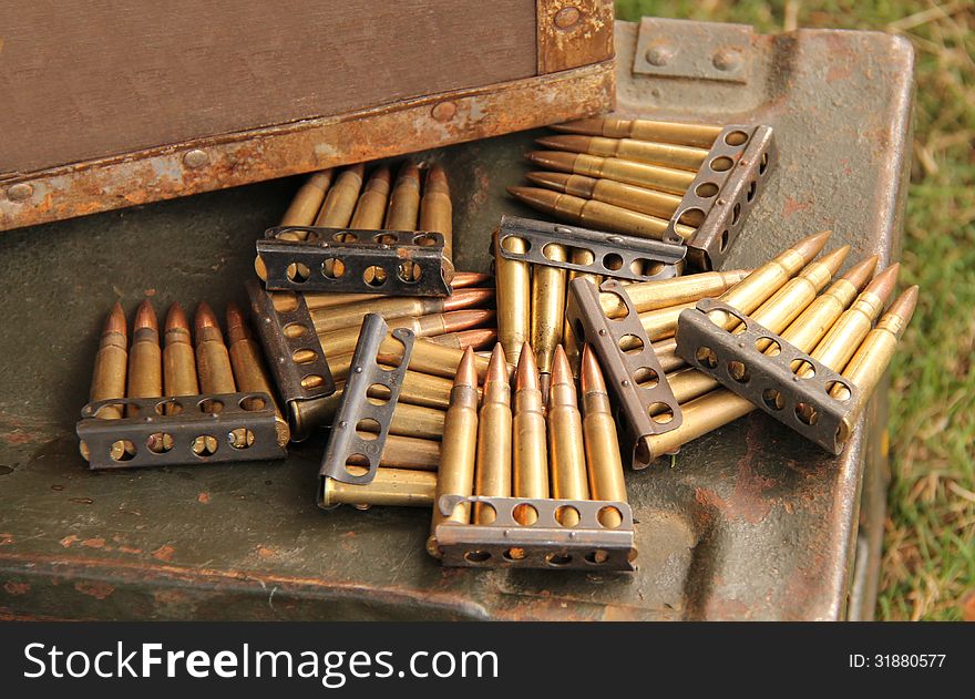A Display of Vintage Heavy Duty Gun Bullets.
