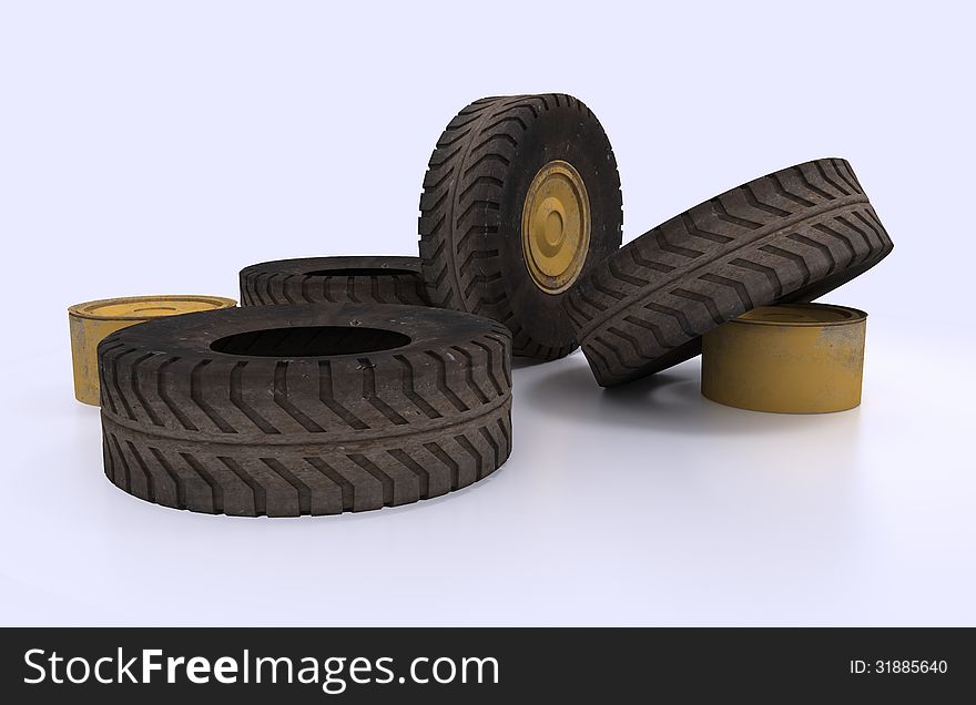 Illustration and rendering Earth Mover Tire Molds