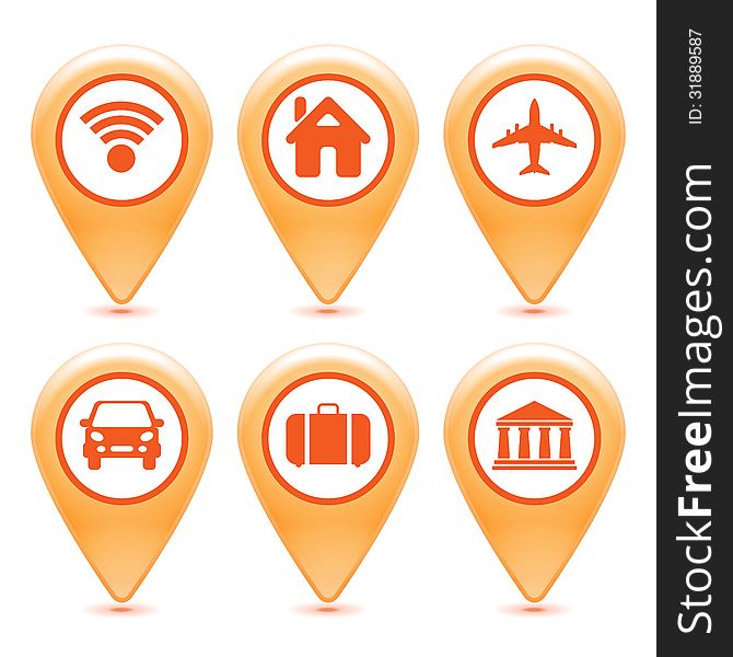 Set of orange pointer icons