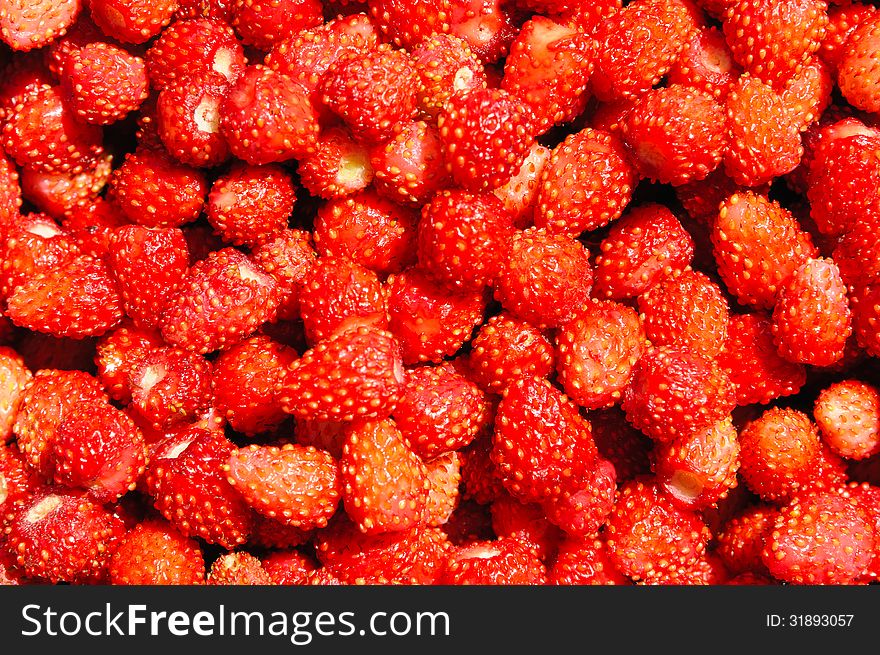 Fresh red wild strawberry close-up