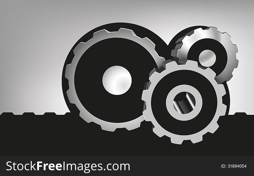 Gears illustration with background and shadow bonds 10