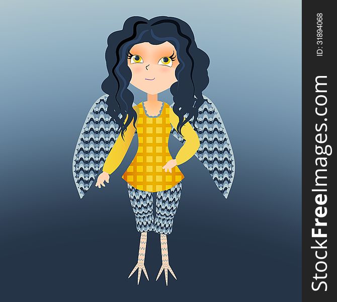 Cute harpy character. This is file of EPS10 format.