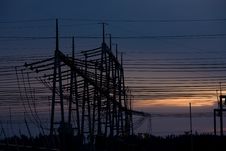 Electricity Pylon Silhouette Royalty Free Stock Photos Electricity Pylon Silhouette Royalty Free Stock Photos