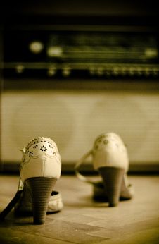 Shoes And An Old Radio Stock Photography Shoes And An Old Radio Stock Photography