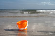 Sand Bucket On The Beach Royalty Free Stock Photography Sand Bucket On The Beach Royalty Free Stock Photography