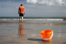 Sand Bucket On The Beach Royalty Free Stock Photo Sand Bucket On The Beach Royalty Free Stock Photo