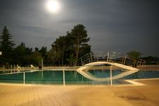 Swimming Pool At Night Stock Photography