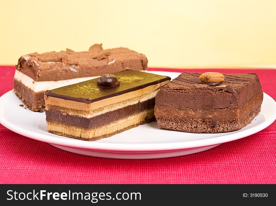 Delicious Layered Chocolate Cake on plate