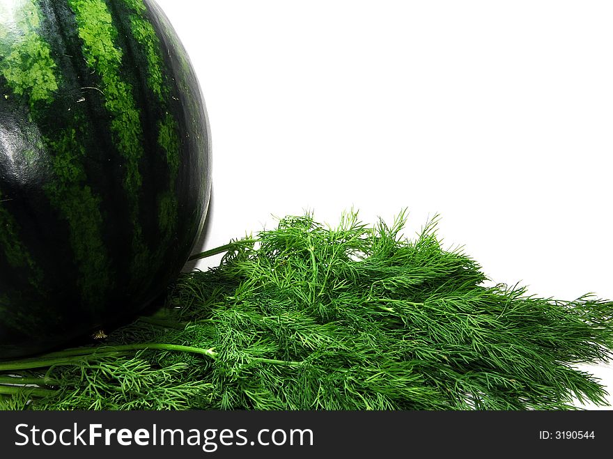 Isolated on white: juicy watermelon and anise background. Isolated on white: juicy watermelon and anise background